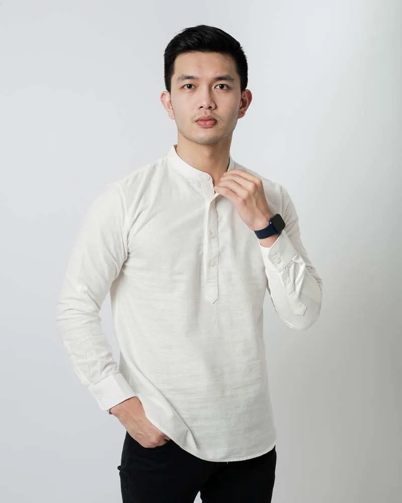 d gawan d gawan kemeja lengan panjang putih polos linen premium pria lateef series full04 bpth949b